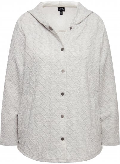 Ulla Popken Cable Knit Long Sleeve Hoodie Light Grey Melange - Puloverji & jopice - 