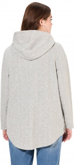 Ulla Popken Cable Knit Long Sleeve Hoodie Light Grey Melange - Puloverji & jopice - 