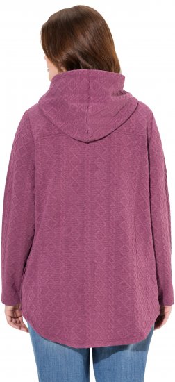 Ulla Popken Cable Knit Long Sleeve Hoodie Berry - Puloverji & jopice - 