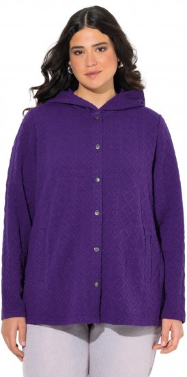 Ulla Popken Cable Knit Long Sleeve Hoodie Deep Violet - Puloverji & jopice - 