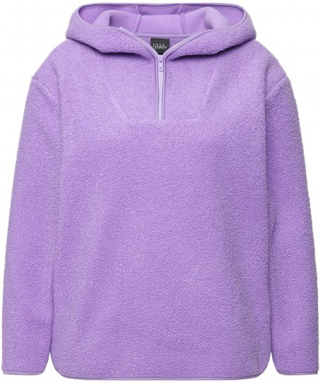 Ulla Popken Teddy Plush Long Sleeve Hoodie Pale Lilac - Puloverji & jopice - 