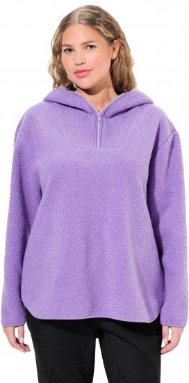 Ulla Popken Teddy Plush Long Sleeve Hoodie Pale Lilac - Puloverji & jopice - 