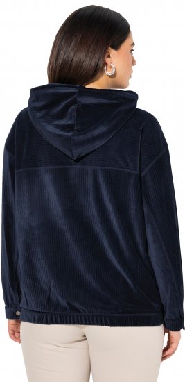 Ulla Popken Corduroy Hoodie Navy - Puloverji & jopice - 