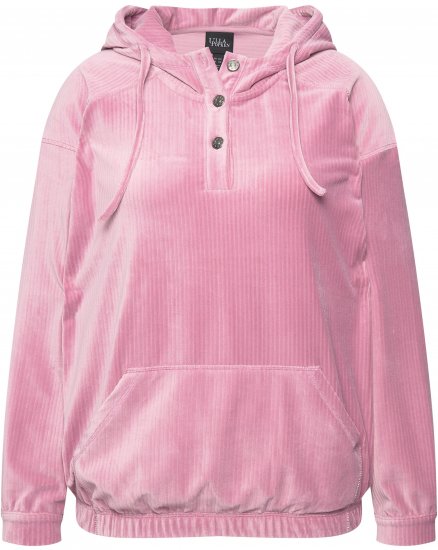 Ulla Popken Corduroy Hoodie Raspberry - Puloverji & jopice - 