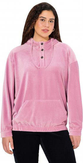 Ulla Popken Corduroy Hoodie Raspberry - Puloverji & jopice - 