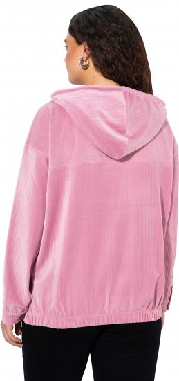 Ulla Popken Corduroy Hoodie Raspberry - Puloverji & jopice - 