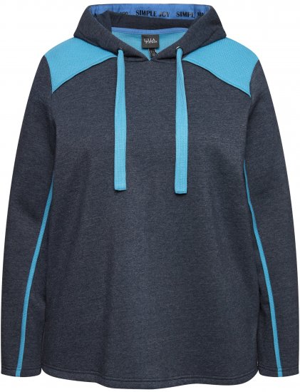 Ulla Popken Waffle Pique Contrast Color Hoodie Navy - Puloverji & jopice - 