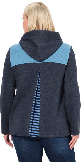 Ulla Popken Waffle Pique Contrast Color Hoodie Navy - Puloverji & jopice - 