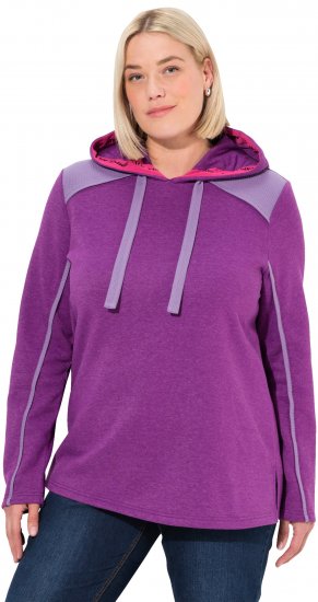 Ulla Popken Waffle Pique Contrast Color Hoodie Dark Purple - Puloverji & jopice - 