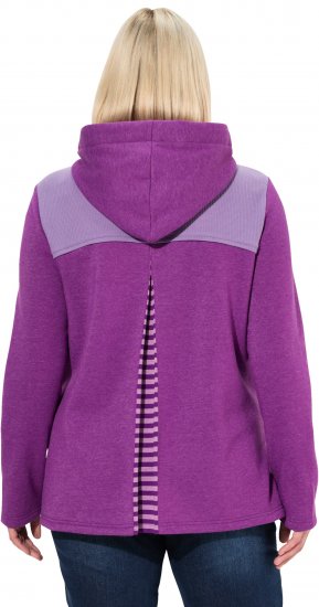 Ulla Popken Waffle Pique Contrast Color Hoodie Dark Purple - Puloverji & jopice - 