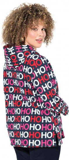 Ulla Popken Ho Ho Ho Lettering Hooded Sweatshirt Navy - Puloverji & jopice - 