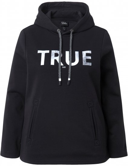 Ulla Popken TRUE Lettering Hoodie Black - Puloverji & jopice - 