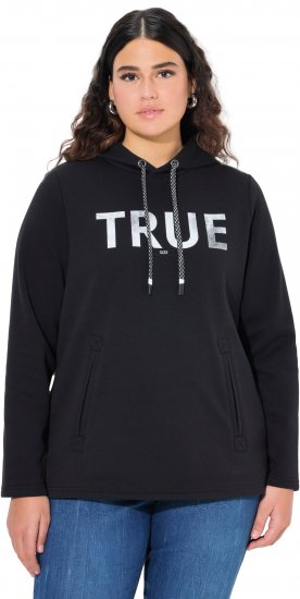 Ulla Popken TRUE Lettering Hoodie Black - Puloverji & jopice - 