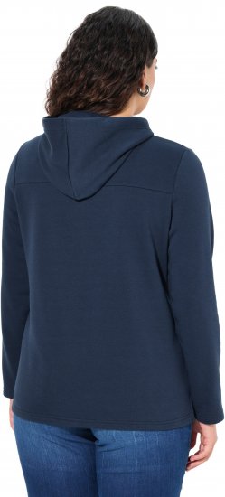 Ulla Popken TRUE Lettering Hoodie Navy Blue - Puloverji & jopice - 