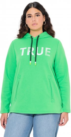 Ulla Popken TRUE Lettering Hoodie Mint Green - Puloverji & jopice - 