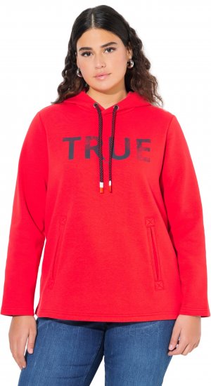Ulla Popken TRUE Lettering Hoodie Neon Red - Puloverji & jopice - 