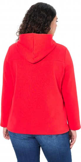 Ulla Popken TRUE Lettering Hoodie Neon Red - Puloverji & jopice - 