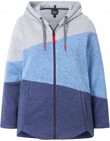 Ulla Popken Color Block Fleece-Lined Hoodie Atlantic Blue - Puloverji & jopice - 