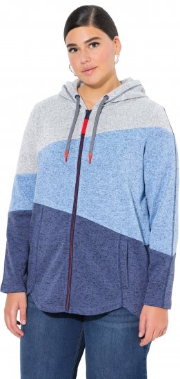Ulla Popken Color Block Fleece-Lined Hoodie Atlantic Blue - Puloverji & jopice - 