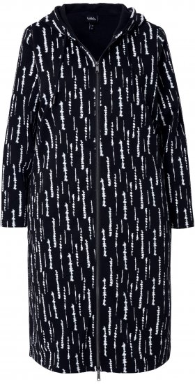 Ulla Popken Graphic Hooded Sweatshirt Dress Black - Puloverji & jopice - 