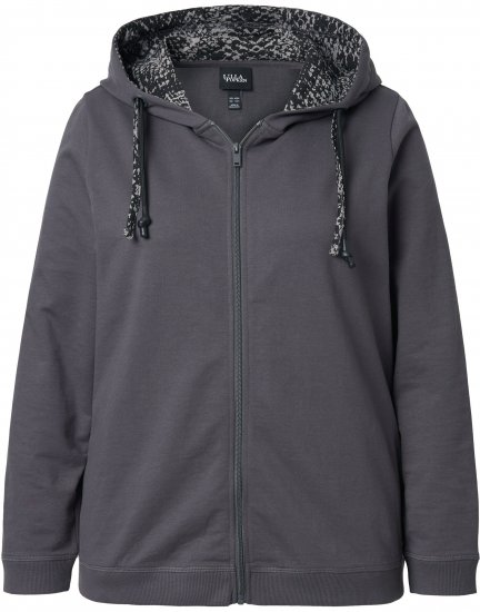 Ulla Popken Snake Detail Zip-Up Hoodie Graphite Grey - Puloverji & jopice - 