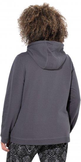 Ulla Popken Snake Detail Zip-Up Hoodie Graphite Grey - Puloverji & jopice - 
