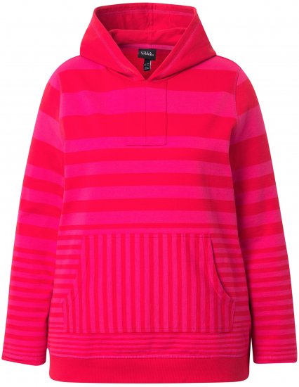 Ulla Popken Oversized Striped Long Sleeve Hoodie Lychee - Puloverji & jopice - 