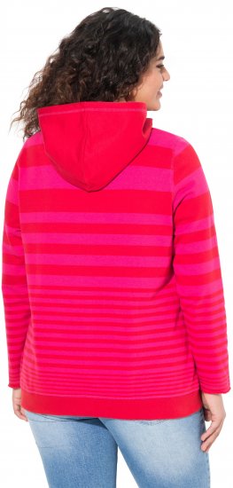 Ulla Popken Oversized Striped Long Sleeve Hoodie Lychee - Puloverji & jopice - 