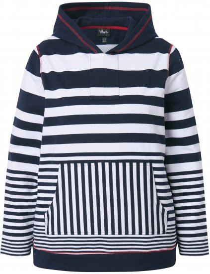 Ulla Popken Oversized Striped Long Sleeve Hoodie Ink Blue - Puloverji & jopice - 