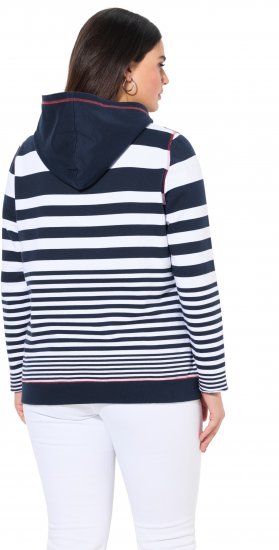 Ulla Popken Oversized Striped Long Sleeve Hoodie Ink Blue - Puloverji & jopice - 
