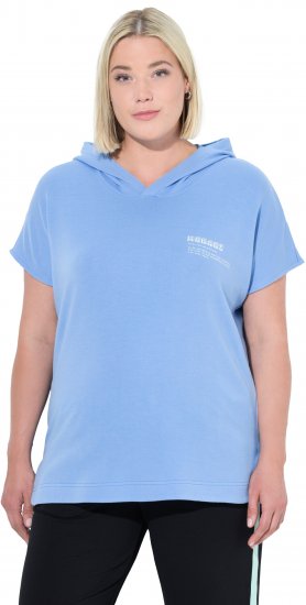 Ulla Popken Quick Drying Short Sleeve Hoodie Light Blue - Puloverji & jopice - 