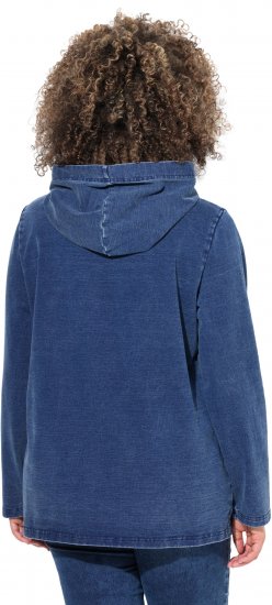 Ulla Popken Perfect Flow Embroidered Hoodie Indigo Denim - Puloverji & jopice - 
