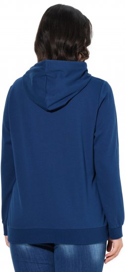 Ulla Popken Applique Lettering Hooded Sweatshirt Dark Blue - Puloverji & jopice - 