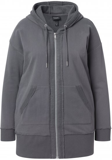 Ulla Popken Decorative Seam Zip-Up Hoodie Graphite Grey - Puloverji & jopice - 