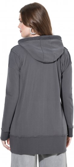 Ulla Popken Decorative Seam Zip-Up Hoodie Graphite Grey - Puloverji & jopice - 