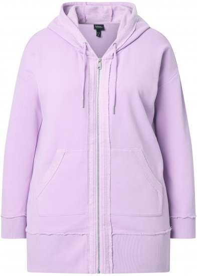 Ulla Popken Decorative Seam Zip-Up Hoodie Lavender - Puloverji & jopice - 