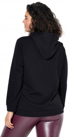 Ulla Popken Decorative Lace-Up Hoodie Black - Puloverji & jopice - 