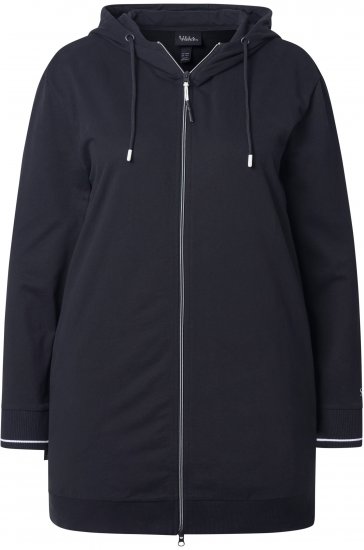 Ulla Popken Contrast Piping Zip-Up Hoodie Black - Puloverji & jopice - 