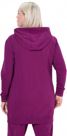 Ulla Popken Contrast Piping Zip-Up Hoodie Pink Berry - Puloverji & jopice - 