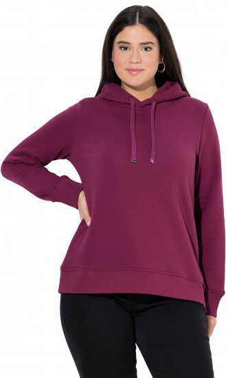 Ulla Popken Relaxed Fit Long Sleeve Hoodie Dark Berry - Puloverji & jopice - 
