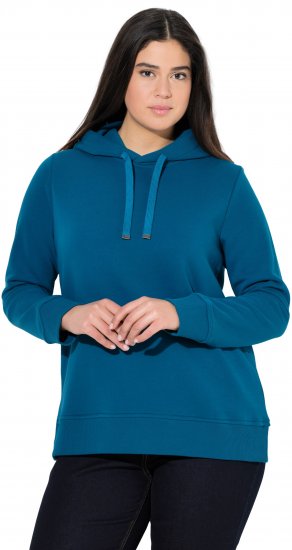 Ulla Popken Relaxed Fit Long Sleeve Hoodie Cerulean - Puloverji & jopice - 