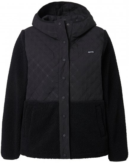 Ulla Popken Mixed Texture Hoodie Black - Puloverji & jopice - 