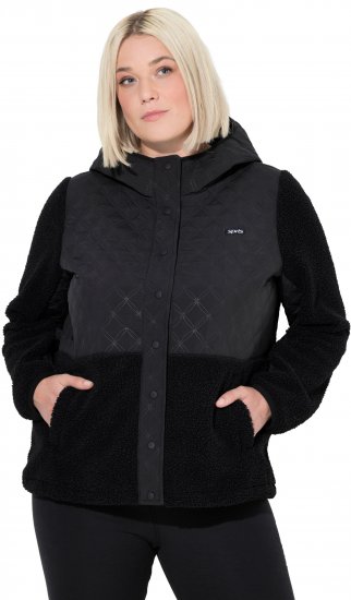 Ulla Popken Mixed Texture Hoodie Black - Puloverji & jopice - 