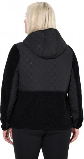Ulla Popken Mixed Texture Hoodie Black - Puloverji & jopice - 