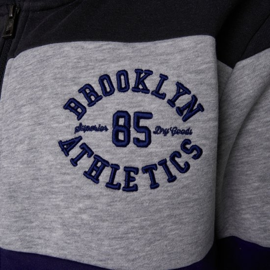 Kam Jeans 7083 Zip Thru Cut & Saw Brooklyn Hoodie Jet Black - Puloverji & jopice - Moški Puloverji & Jopice za Močnejše Postave