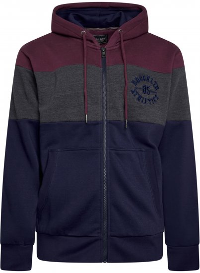 Kam Jeans 7083 Zip Thru Cut & Saw Brooklyn Hoodie Fig - Puloverji & jopice - Moški Puloverji & Jopice za Močnejše Postave