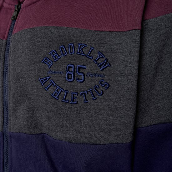 Kam Jeans 7083 Zip Thru Cut & Saw Brooklyn Hoodie Fig - Puloverji & jopice - Moški Puloverji & Jopice za Močnejše Postave