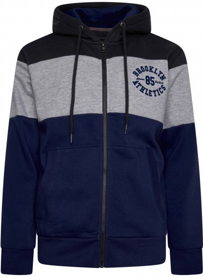 Kam Jeans 7083 Zip Thru Cut & Saw Brooklyn Hoodie Jet Black - Puloverji & jopice - Moški Puloverji & Jopice za Močnejše Postave