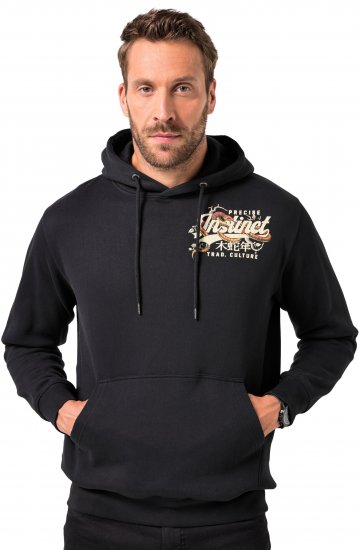JP1880 Hoodie Breast Print Instinct Black - Puloverji & jopice - Moški Puloverji & Jopice za Močnejše Postave