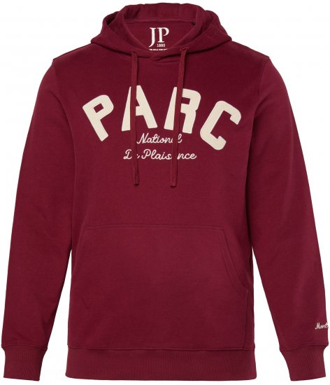 JP1880 Hoodie with Embroidery Aubergine - Puloverji & jopice - Moški Puloverji & Jopice za Močnejše Postave